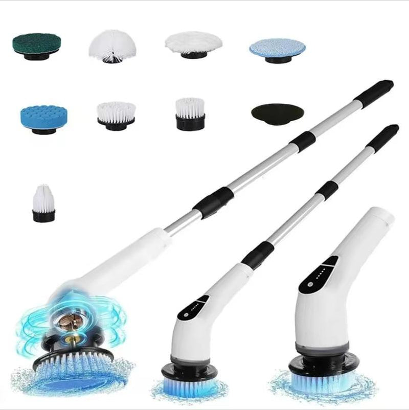 Multi Functional,Electric Cleaning Brush, Equipped with 9 Brush Head Replacements, Extendable Adjustable Handle, Suitable for Household Floor, Room, Bathroom, Bathtub, Tile and Vehicle Cleaning Cleaning Kitchen Brush Durable Power Scrubber